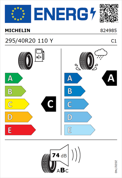 Tyre Label for Michelin Pilot Sport 4 SUV 295/40R20 110Y